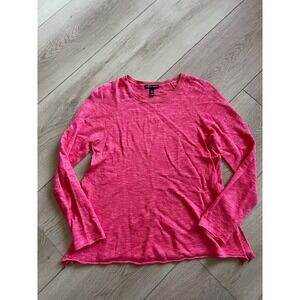 EILEEN FISHER Pink Sheer Knit Long Sleeve Sweater Top Women's XS‎